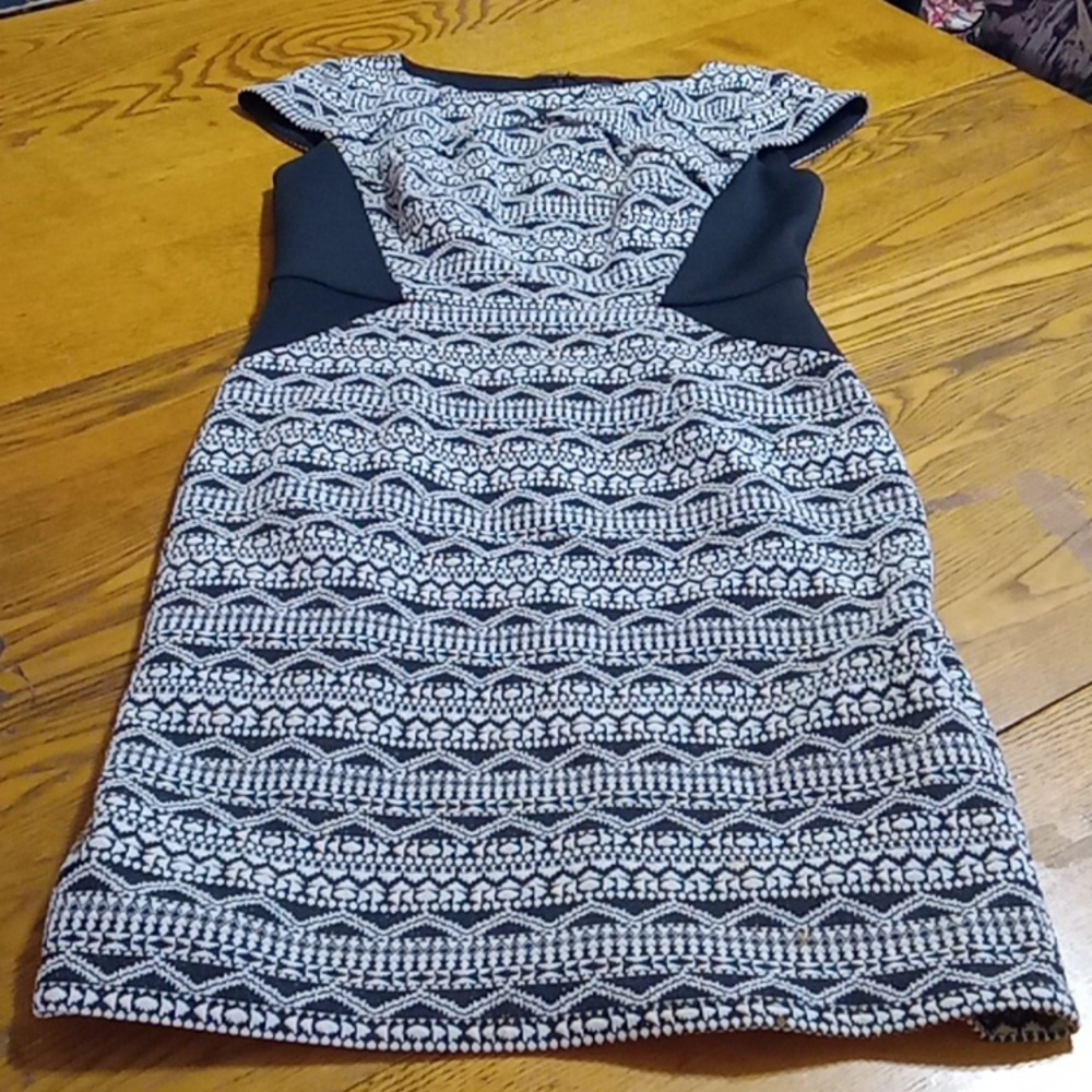 ADRIANNA PAPELL Womens 2 Dress BLACK CREAM Used Preowned Party Cocktail Work